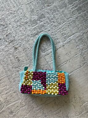 Beaded Turquoise Multicolor Handbag